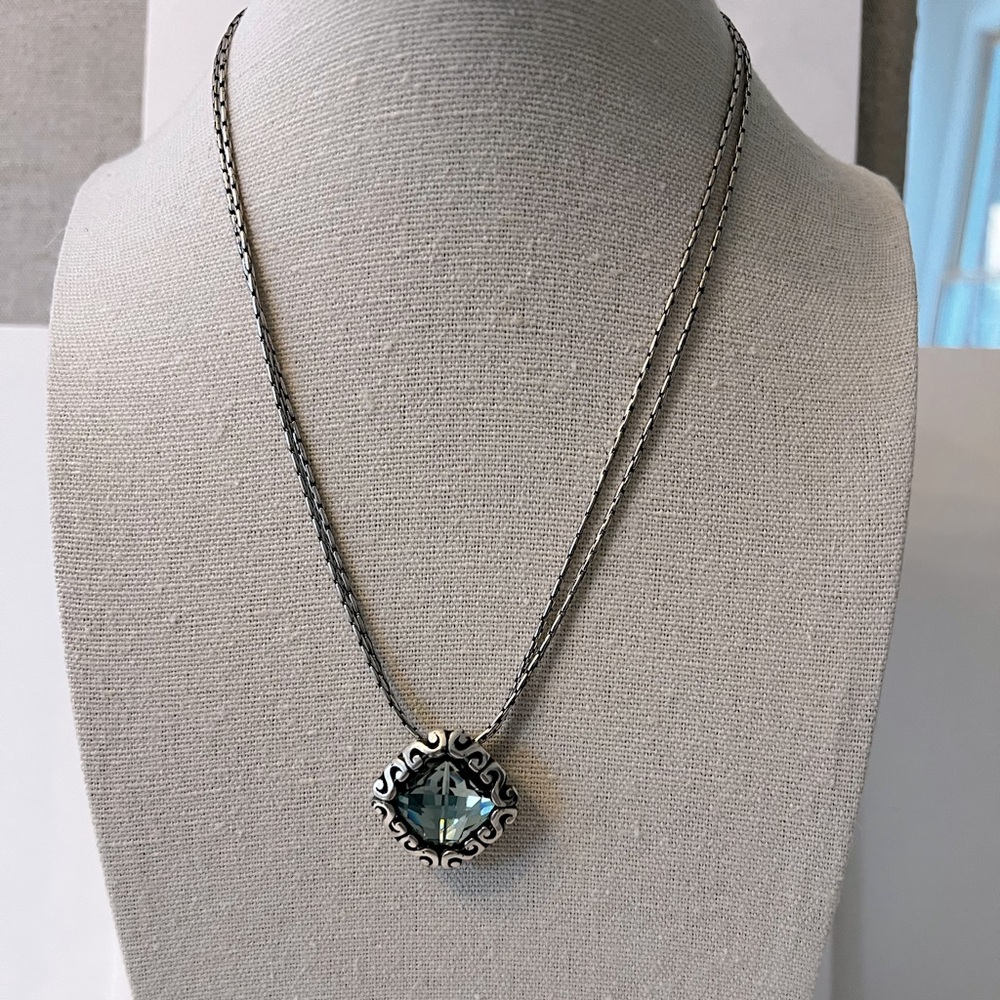 Brighton Necklace - Elegant Sterling Silver ice bluePendant Necklace